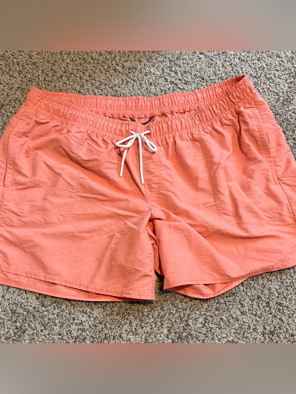 XXL All In Motion Men's Coral Pink 100% Recycled Nylon Shorts Pockets Elastic Wa